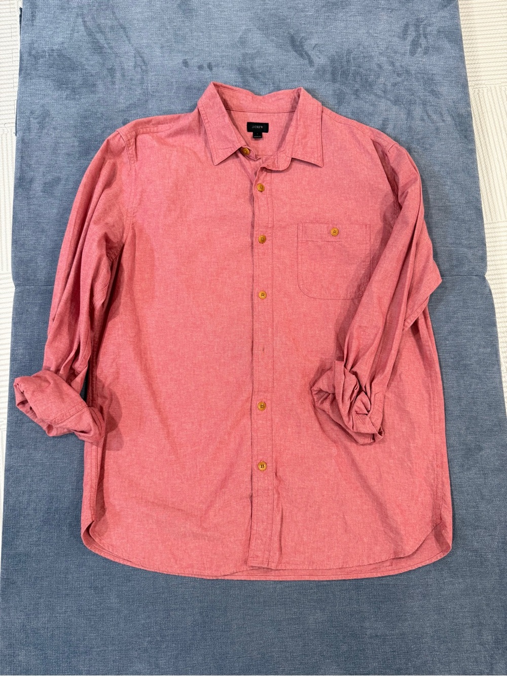 JCrew Red Long-Sleeve Casual Button-Up Shirt